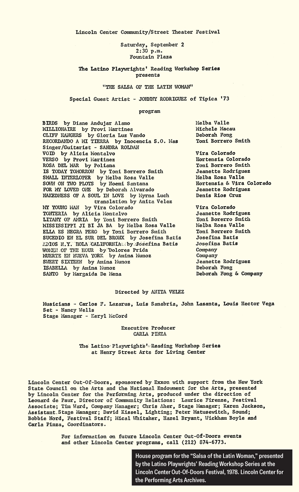 Producer Anita Vélez-Mitchell and organizer Carla Pinza of The Latino Playwright's Reading Workshop.