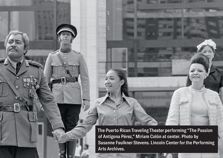 Puerto Rican Traveling Theater performing "The Passion of Antigona Pérez", Miriam Colón at center. Photo by Susanne Faulkner Stevens &copy; Lincoln Center for the Performing Arts.